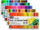 12-120 Watercolor Brush Pen Set Artist Sketch Marker - White-36 Colours - Front View