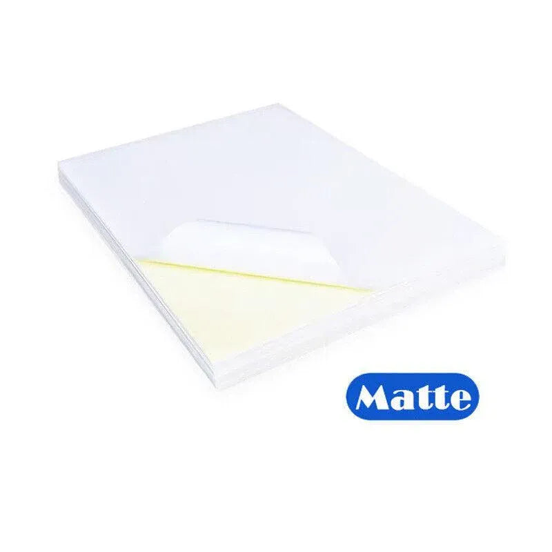 A4 Self Adhesive Sticker Paper Sheet Label Laser Inkjet Print Mailing Address - White Matte*100 PCS