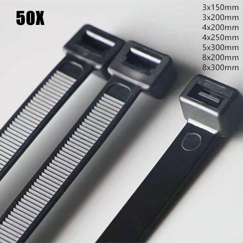 50X Cable Ties Zip Ties Nylon Uv Stabilised Black Cable Tie - 10*700mm White