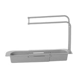 Telescopic Sink Rack Holder Expandable Storage Drain Basket Home Kitchen Kit - White - Rear View
