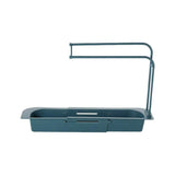 Telescopic Sink Rack Holder Expandable Storage Drain Basket Home Kitchen Kit - White - Low Angle
