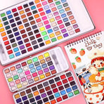 12-90 Watercolour Paint Set With Brush Painting Water Colour Kits - 90 Colours