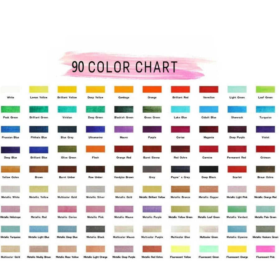 12-90 Watercolour Paint Set With Brush Painting Water Colour Kits - 90 Colours
