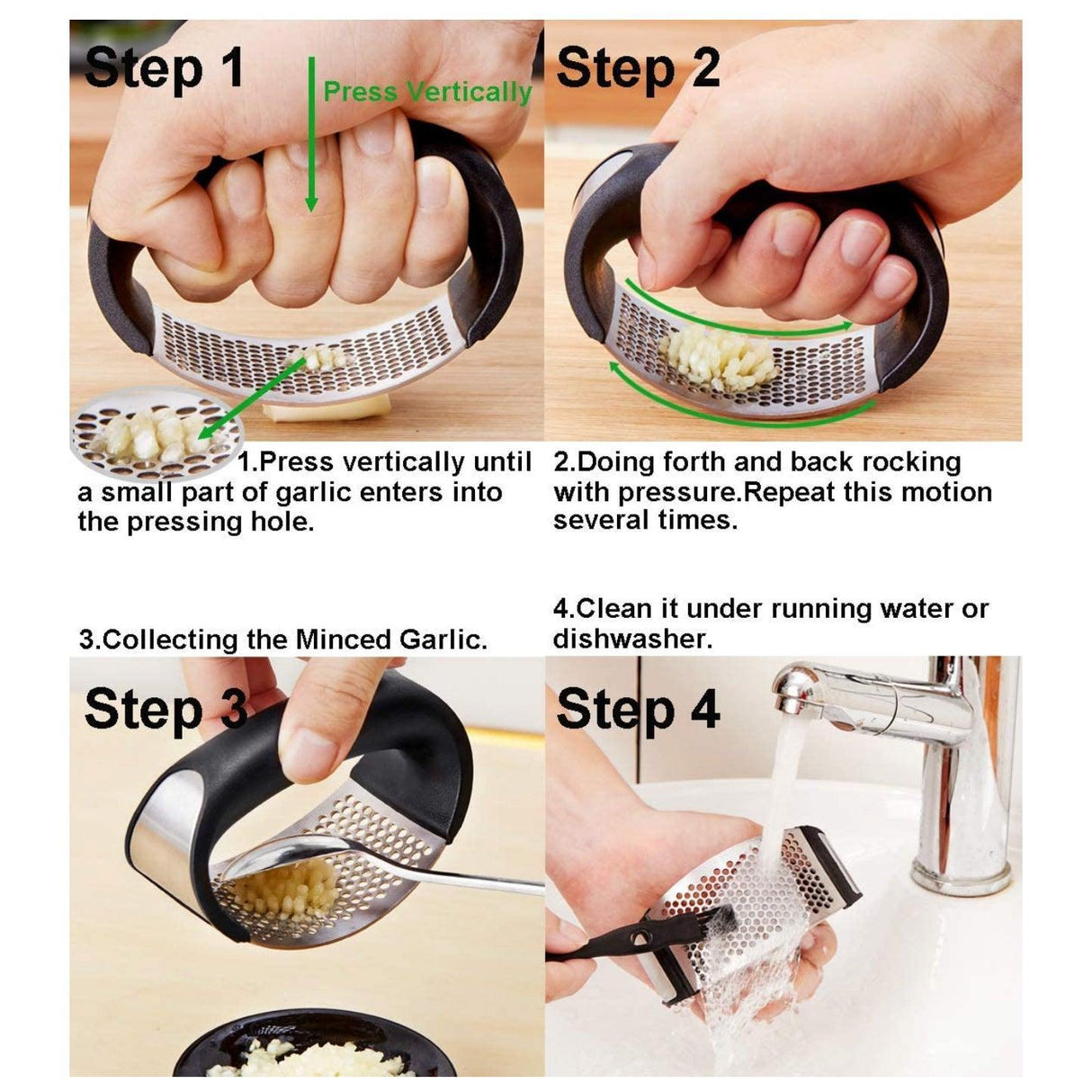Stainless Steel Garlic Masher Press Crusher Squeezer Masher Kitchen Gadget - Silver