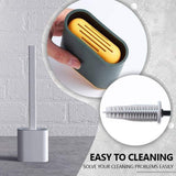 TPR Toilet Brush Set Silicone-Like Head with Holder Wall Mounted Detachable Handle - Blue * 1 Unit