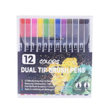 12-120 Watercolor Brush Pen Set Artist Sketch Marker - White-120 Colours