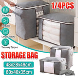 1/4X Bamboo Charcoal Clothes & Quilt Storage Bag with Zipper Box - 4 x Vertical