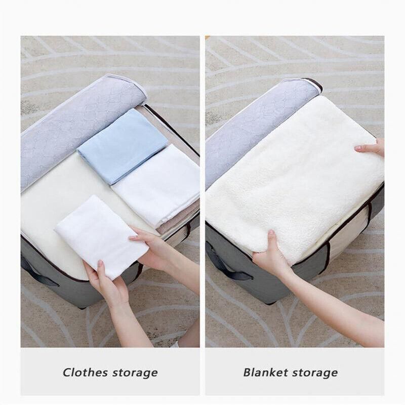 1/4X Bamboo Charcoal Clothes & Quilt Storage Bag with Zipper Box - 4 x Vertical