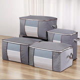 1/4X Bamboo Charcoal Clothes & Quilt Storage Bag with Zipper Box - 4 x Vertical - 45-Degree Angle