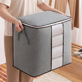 1/4X Bamboo Charcoal Clothes & Quilt Storage Bag with Zipper Box - 4 x Vertical - Low Angle