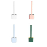 TPR Toilet Brush Set Silicone-Like Head with Holder Wall Mounted Detachable Handle - Pink * 1 Unit - Front View