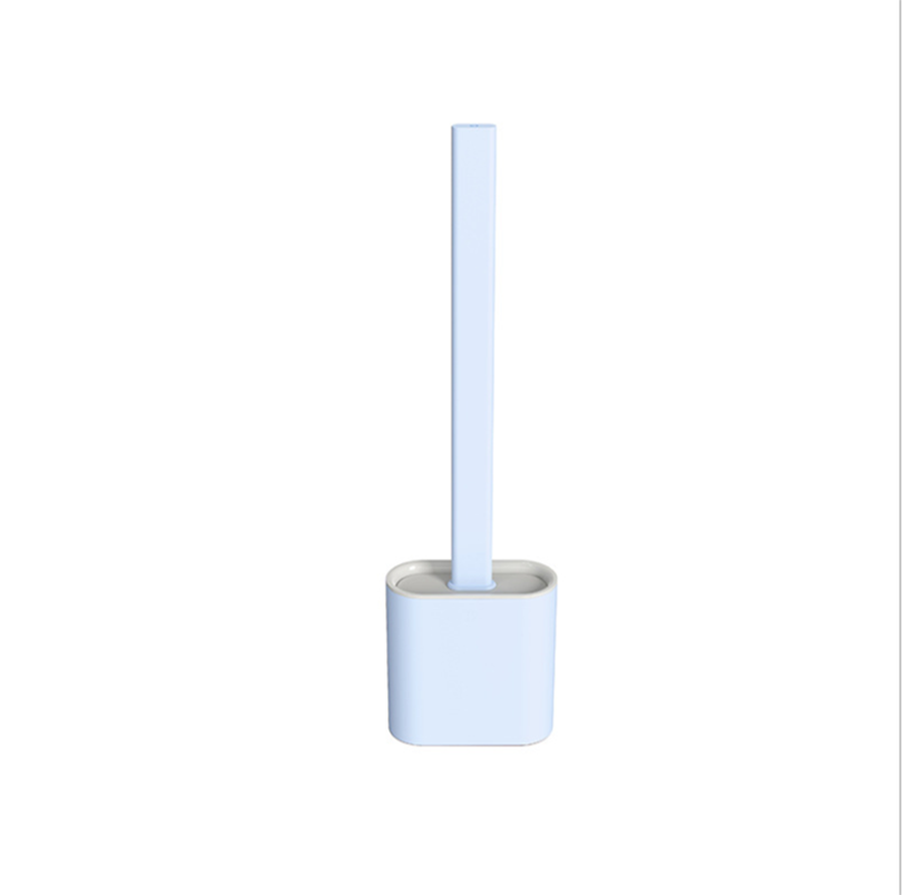 TPR Toilet Brush Set Silicone-Like Head with Holder Wall Mounted Detachable Handle - Grey * 1 Unit