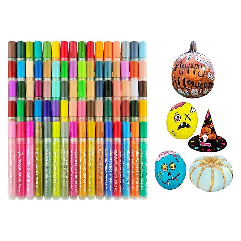 Flysea 12-80 Colours Acrylic Paint Pens Painting Stone Ceramic Glass Markers 0.7 - 12-Colour Set