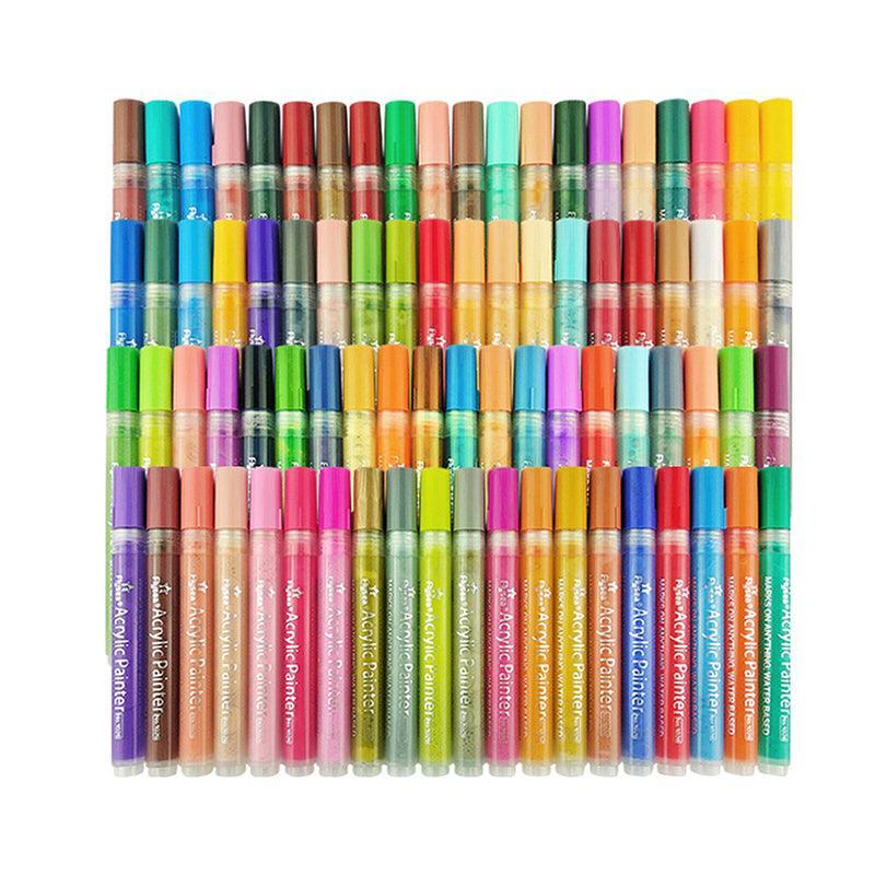 Flysea 12-80 Colours Acrylic Paint Pens Painting Stone Ceramic Glass Markers 0.7 - Gold*3+Silver*3 Set