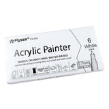 Flysea 12-80 Colours Acrylic Paint Pens Painting Stone Ceramic Glass Markers 0.7 - White*6 Set