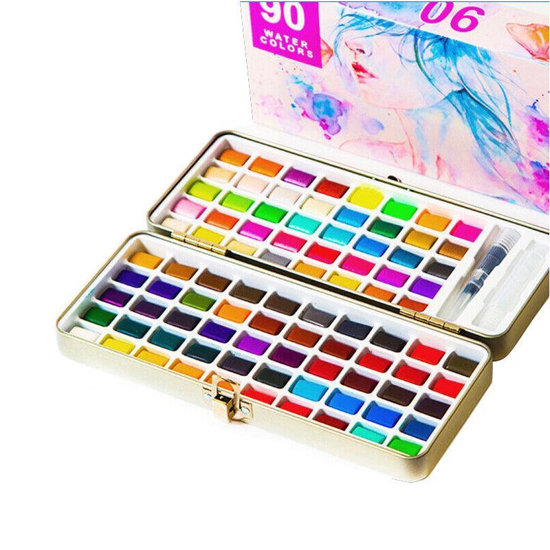 12-90 Watercolour Paint Set With Brush Painting Water Colour Kits - 12 Colours