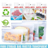 10-40PCS PEVA Food Storage Bags Reusable Zip Lock Pouch Fresh Sealer - 6PCS Large+4 PCS Small