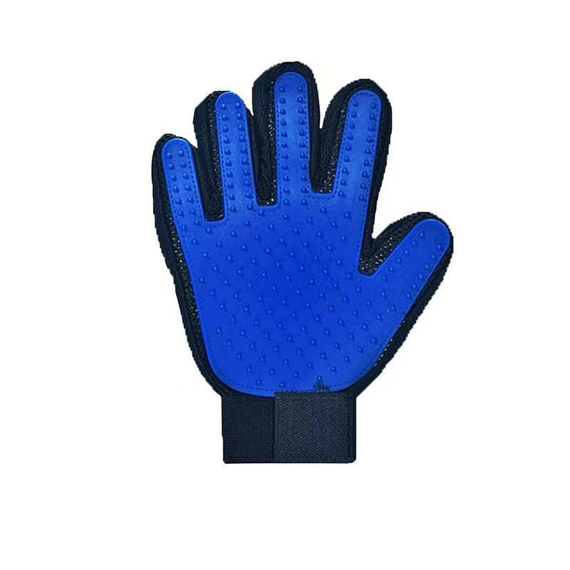 Pet Dog Cat Massage Hair Removal Grooming Comb Touch Cleaning Brush Magic Glove - Blue Right Hand
