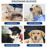 Pet Dog Cat Massage Hair Removal Grooming Comb Touch Cleaning Brush Magic Glove - Blue Right Hand - Extra Image