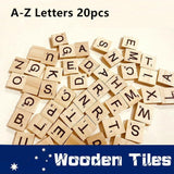 20X Wooden Alphabet Scrabble Tiles A-Z Letters and Numbers DIY Craft Game Pieces - Letter X 20pcs