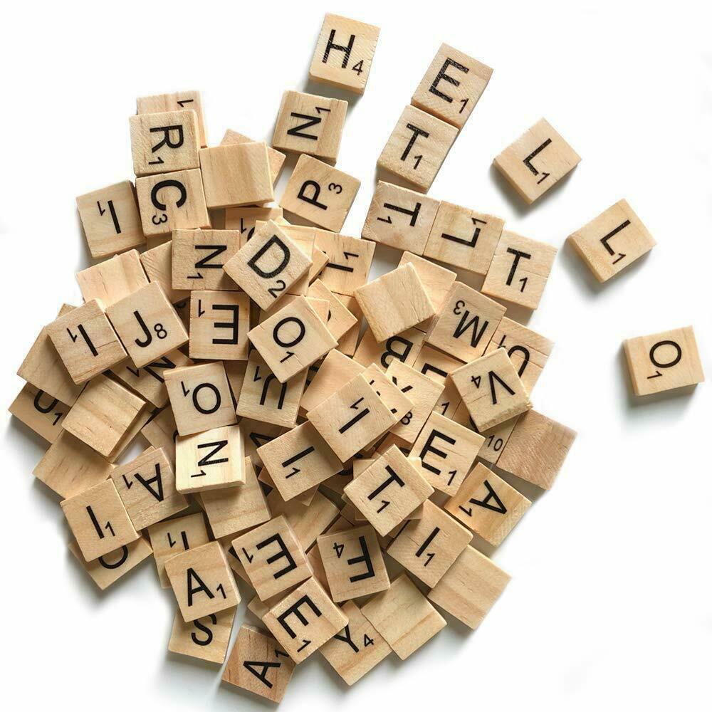 20X Wooden Alphabet Scrabble Tiles A-Z Letters and Numbers DIY Craft Game Pieces - Letter B 20pcs