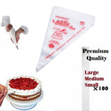 100-200Pcs Disposable Piping Bags For Cake Decor Icing Frosting Piping Nozzles - Red-Small *100 PCS - Side View