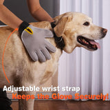 Pet Dog Cat Massage Hair Removal Grooming Comb Touch Cleaning Brush Magic Glove - Red Left Hand - Top-Down View