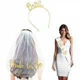 Bride To Be Hen Veil Sash Tiara Hens Night Bridal Shower Kitchen Tea Accessories - Package 1