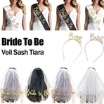 Bride To Be Hen Veil Sash Tiara Hens Night Bridal Shower Kitchen Tea Accessories - Package 2