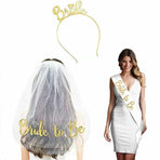 Bride To Be Hen Veil Sash Tiara Hens Night Bridal Shower Kitchen Tea Accessories - Package 2