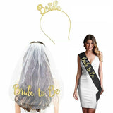 Bride To Be Hen Veil Sash Tiara Hens Night Bridal Shower Kitchen Tea Accessories - Package 5