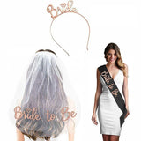 Bride To Be Hen Veil Sash Tiara Hens Night Bridal Shower Kitchen Tea Accessories - Package 6