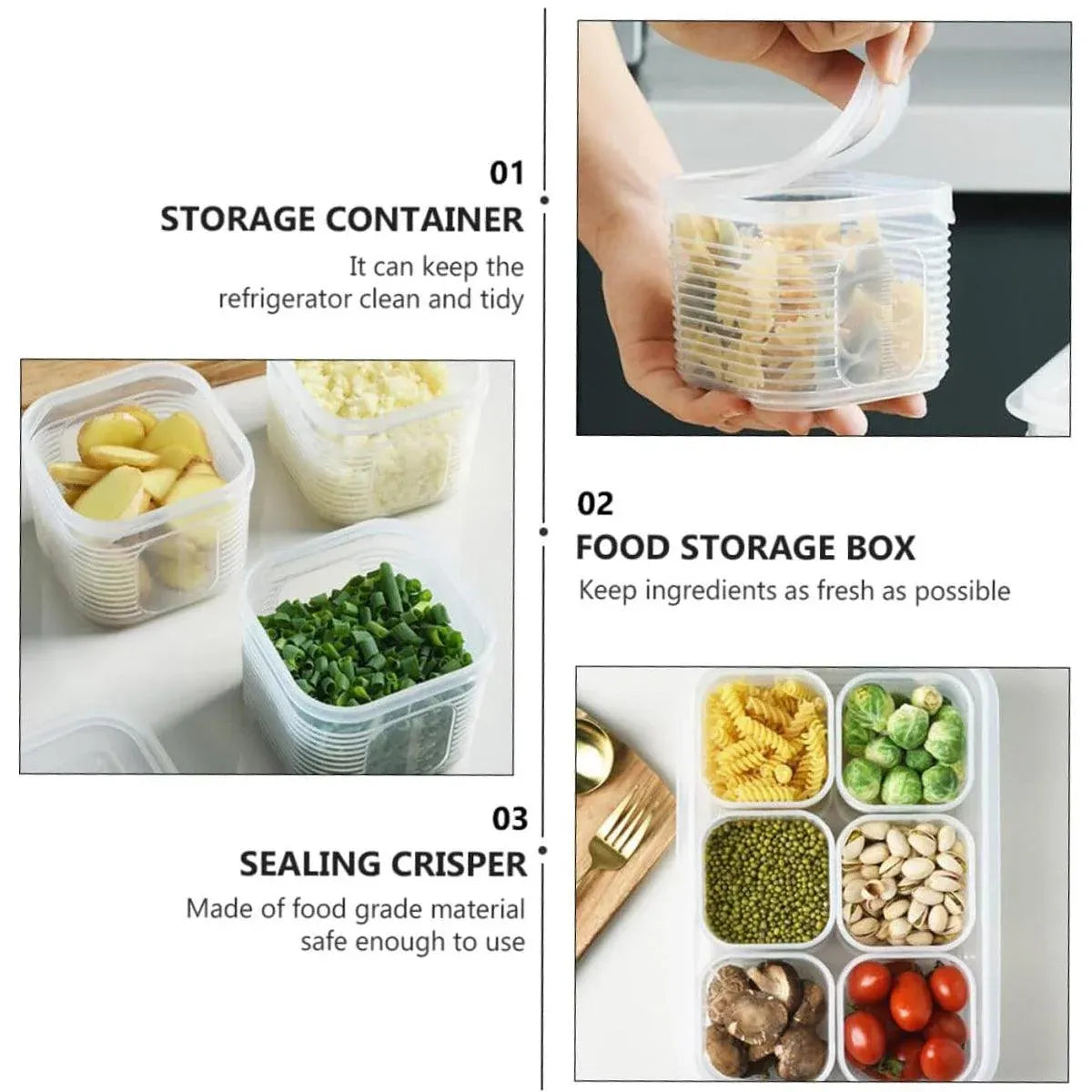 Crisper Refrigerator Storage Box Plastic Sealed Food Compartment Organizer Set