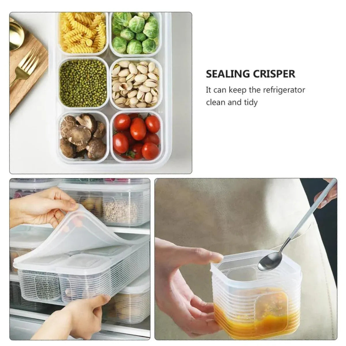 Crisper Refrigerator Storage Box Plastic Sealed Food Compartment Organizer Set