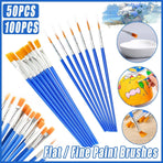 50/100PCS Plastic Flat Tip Hook Line Brushes for DIY Ceramics and Watercolor Painting - 100PCS Mixed