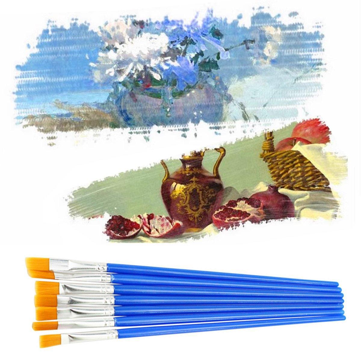50/100PCS Plastic Flat Tip Hook Line Brushes for DIY Ceramics and Watercolor Painting - 100PCS Mixed