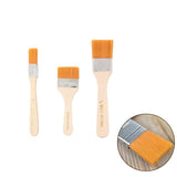3Pack Art Brushes Flat Paint Set Drawing Painting Wooden Handle Craft - Close-Up Angle