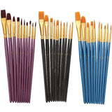 10pcs Artist Paint Brush Set Acrylic Oil Watercolour Gouache Painting Supplies - Black - Front View