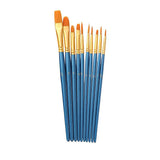 10pcs Artist Paint Brush Set Acrylic Oil Watercolour Gouache Painting Supplies - Blue
