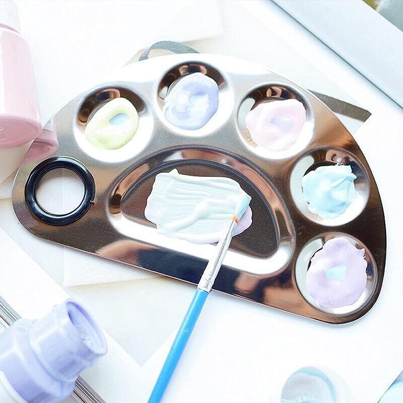 Stainless Steel Cosmetic Face Makeup Palette Spatula Foundation Mixing Tool - Semicircle