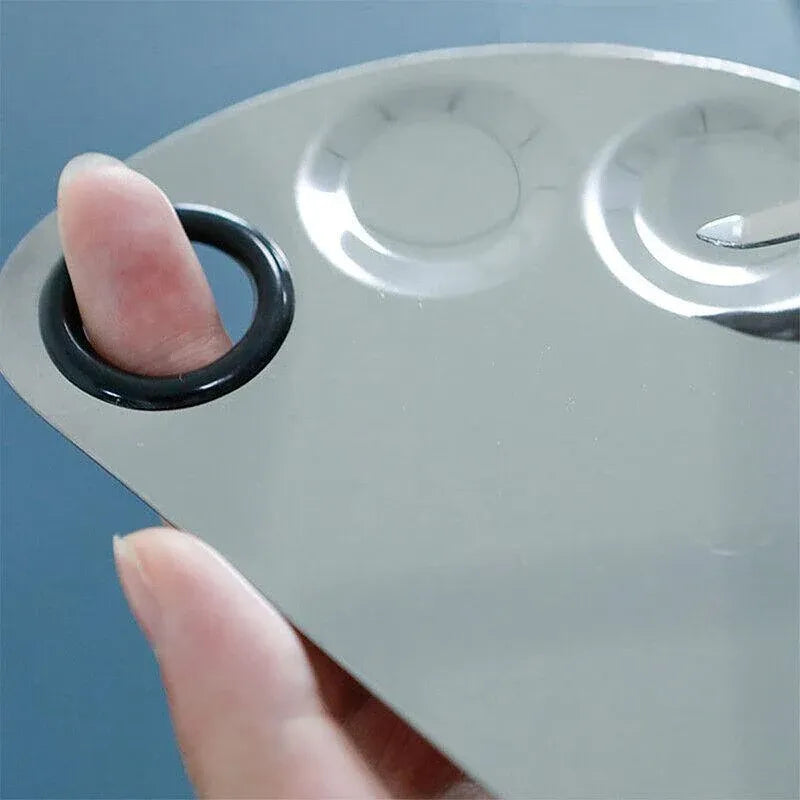 Stainless Steel Cosmetic Face Makeup Palette Spatula Foundation Mixing Tool - Semicircle