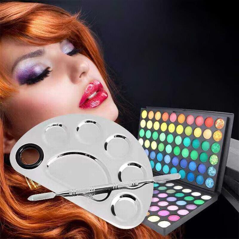 Stainless Steel Cosmetic Face Makeup Palette Spatula Foundation Mixing Tool - Semicircle