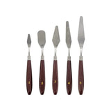 5Pcs Stainless Steel Artist Oil Painting Palette Knife Spatula Paint Tools Set - Brown