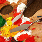 5Pcs Stainless Steel Artist Oil Painting Palette Knife Spatula Paint Tools Set - Brown