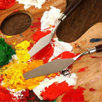 5Pcs Stainless Steel Artist Oil Painting Palette Knife Spatula Paint Tools Set - Brown