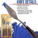 5Pcs Stainless Steel Artist Oil Painting Palette Knife Spatula Paint Tools Set - Brown