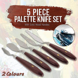 5Pcs Stainless Steel Artist Oil Painting Palette Knife Spatula Paint Tools Set - Natural