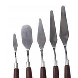 5Pcs Stainless Steel Artist Oil Painting Palette Knife Spatula Paint Tools Set - Natural - Rear View
