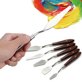 5Pcs Stainless Steel Artist Oil Painting Palette Knife Spatula Paint Tools Set - Natural