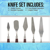 5Pcs Stainless Steel Artist Oil Painting Palette Knife Spatula Paint Tools Set - Natural - Extra Image